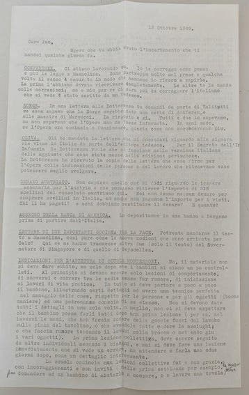 Italie - Lettre dactylographiée signée (LDS) - Lettera