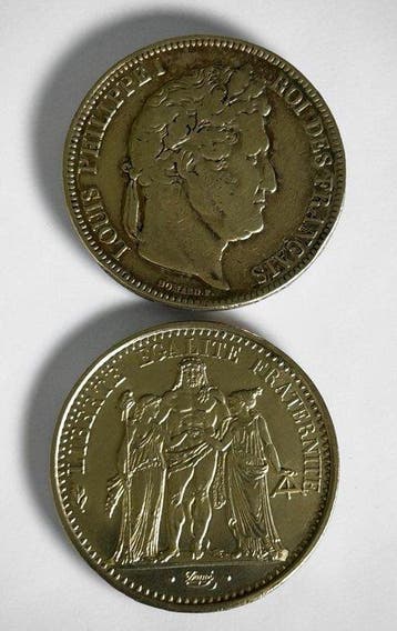 Frankrijk. Lot van 2 zilveren munten, 1843/1970 (Zonder