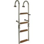 Opvouwbare Zwemtrap Rvs 4 Houten Treden 91x25cm, Watersport en Boten, Ophalen of Verzenden, Nieuw