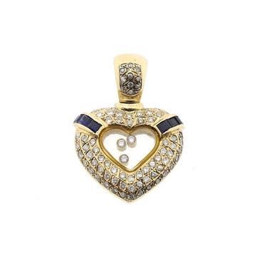 Gouden hart hanger met saffier en diamanten; 1,50 ct., Handtassen en Accessoires, Bedels, Ophalen of Verzenden, Gebruikt, Goud