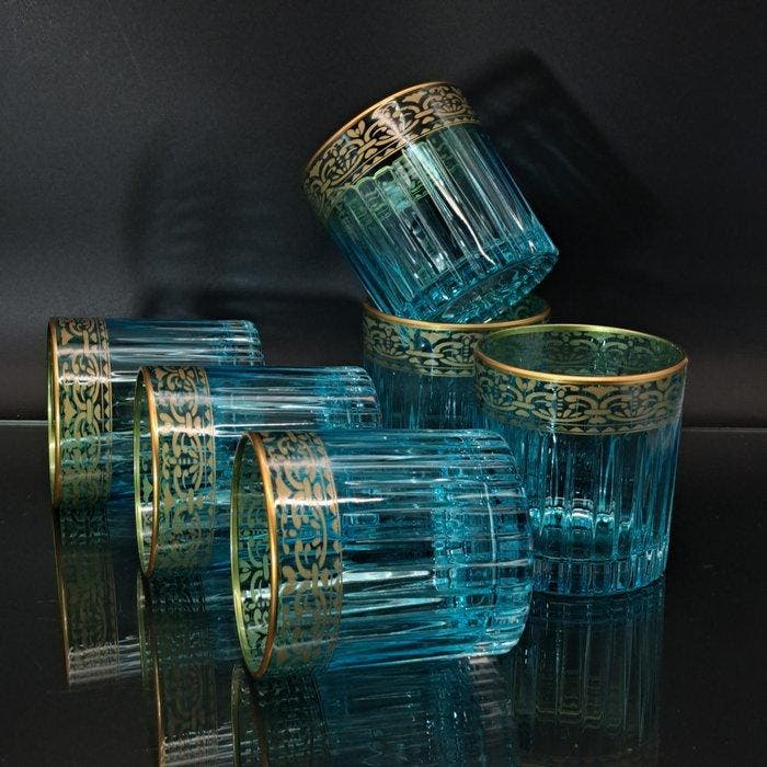 Artemisia - Drinkset (6) - Kristal, gouden zecchino - Whisky, Antiek en Kunst, Antiek | Meubels | Tafels