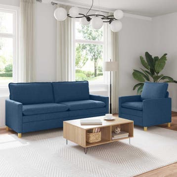 vidaXL bank / zetelstel 2 st Blauw Stof, Huis en Inrichting, Zetels | Zetels, Verzenden, Nieuw