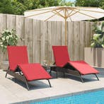 vidaXL Ligstoelen 2 st met tafel poly rattan bruin (alleen, Tuin en Terras, Verzenden, Nieuw