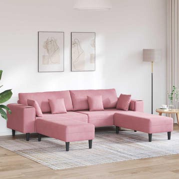 vidaXL bank / zetel 3 st Roze Fluweel, Verzenden, Nieuw