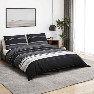 vidaXL Dekbedovertrekset 140x200 cm katoen zwart en wit, Verzenden, Nieuw