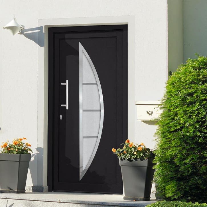 vidaXL Voordeur 88x200 cm antraciet, Doe-het-zelf en Bouw, Deuren en Vliegenramen, Nieuw, Verzenden