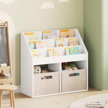 vidaXL Kinderboekenplank Wit 72,5 x 29,5 x 69 cm Bewerkt, Huis en Inrichting, Woonaccessoires | Krantenbakken en Lectuurbakken