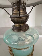 Lampe de table - Verre, Laiton, Métal, Antiquités & Art, Curiosités & Brocante