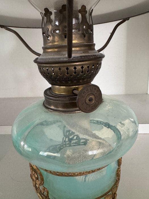 Lampe de table - Verre, Laiton, Métal, Antiquités & Art, Curiosités & Brocante