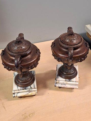 dekselvaas - Zamak marmer - Koppel Cassolettes