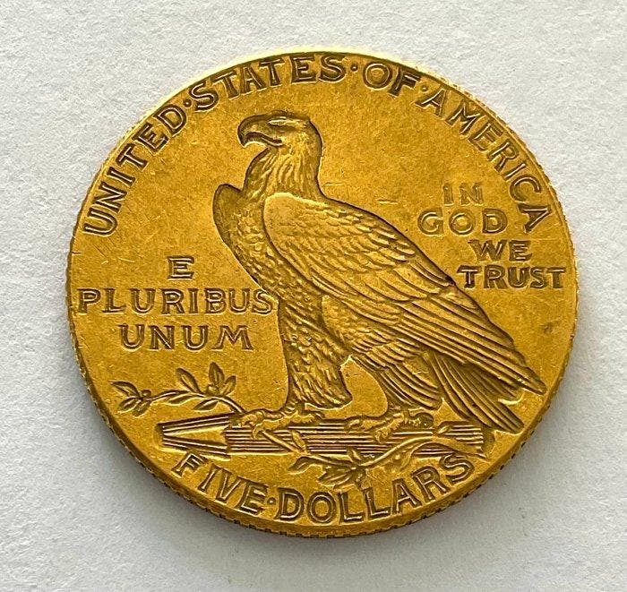Verenigde Staten. 5 Dollars 1914 - Indian Head, Timbres & Monnaies, Métaux nobles & Lingots