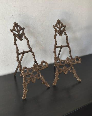 Coppia leggio da tavolo in bronzo stile barocco italiano,