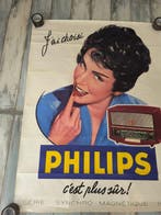 Elvinger - Philips Original French Advertising Poster 1956, Antiek en Kunst, Kunst | Tekeningen en Fotografie