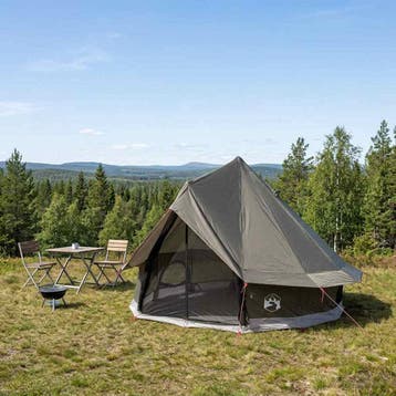vidaXL Tipi Tent 4-persoons Bruin Grijs Polyester en Staal, Verzenden