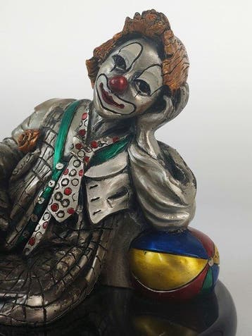 MIDA - Beeldje - Silver colored clown - Zinklegering,