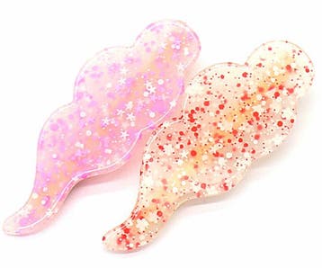 Haarspeld Duckklemmen 7cm – Glitter Wolkvorm – Roze – Set