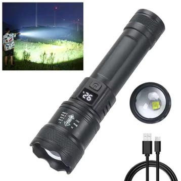 Tactische Zaklamp - 2000 Lumen LED Schijnwerper met Zoom, Verzenden