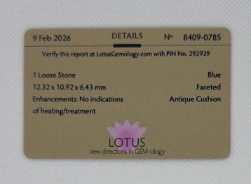 1 pcs Bleu Saphir - 8.86 ct - Lotus Gemology (Thaïlande)