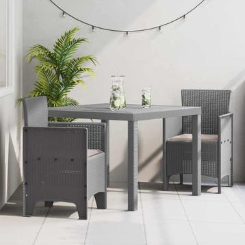 vidaXL Tuin Eettafel Set 3 st Lichtgrijs Polypropyleen, Verzenden, Nieuw