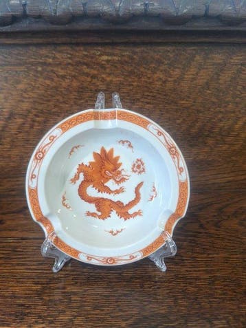 Asbak - Red Ming Dragon Meissen Ashtray - Porselein - Geen, Antiquités & Art
