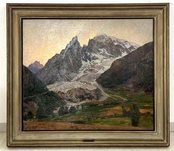 Riccardo Galli (1869-1944) - Montagne allalba - cm 114x129