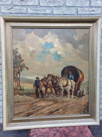 Gerrit Jongert (1906 -1990) - Landschap met paard en wagen