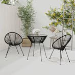 vidaXL 3-delige Tuinset PVC-rattan zwart, Tuin en Terras, Verzenden, Nieuw, Tuinset