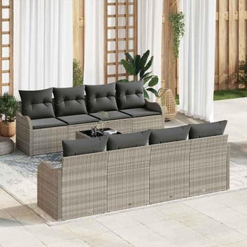 vidaXL Tuinbank Set 9 st 8-Aantal zitplaatsen, Verzenden, Nieuw