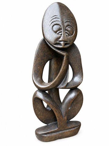Miniatuur beeldje - Le penseur - 1.7kg - Serpetine steen