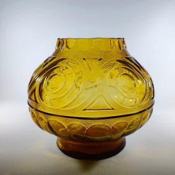 Vaas - amber art deco vaas - Glas