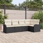vidaXL Tuinbank Set met opslag 5 pcs Zwart poly rattan, Verzenden, Nieuw