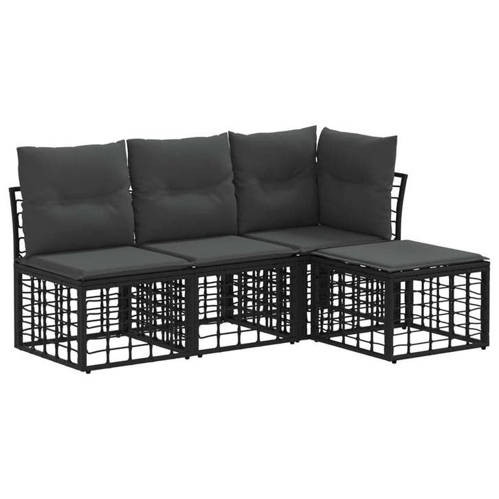 vidaXL Buiten bank set Zwart Polyester, Jardin & Terrasse, Ensembles de jardin, Envoi