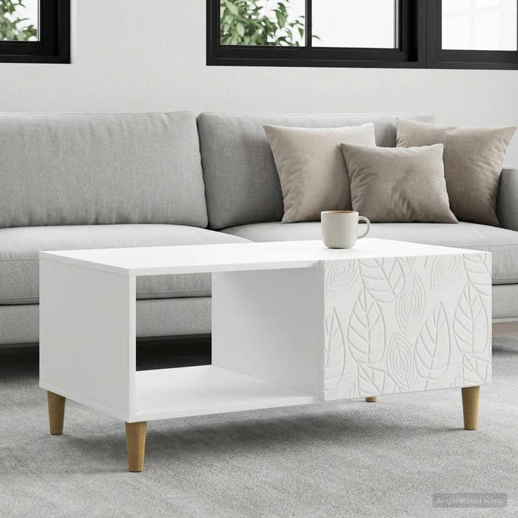 vidaXL Salontafel Wit 90 x 50 x 40 cm Bewerkt hout, Huis en Inrichting, Tafels | Salontafels, Nieuw, Verzenden