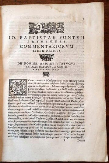 Jo. Baptista FONTEIUS - De Prisca Caesiorum gente- Extremely