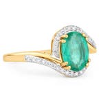 Ring - 14 karaat Geel goud - 1.64ct. tw. Smaragd - Diamant -