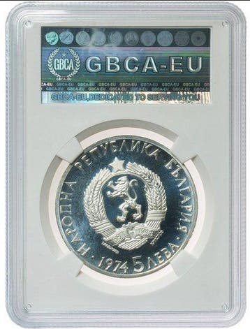 Bulgarije. 5 Leva 1974 - PF67