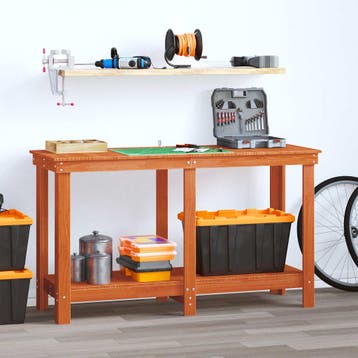 vidaXL Werkbank Waskleur Bruin 140 x 50 x 80 cm Massief, Doe-het-zelf en Bouw, Verzenden, Nieuw