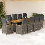 vidaXL 11-delige Bistroset met kussens poly rattan grijs, Verzenden