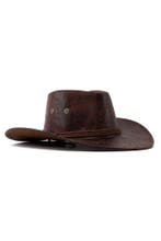 Cowboyhoed Leatherlook Donkerbruin Mat Donkerbruine Leren Co, Ophalen of Verzenden
