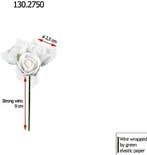 Mini foam roos met tule wit 2 cm bulk pak 96×3 roosjes = 288