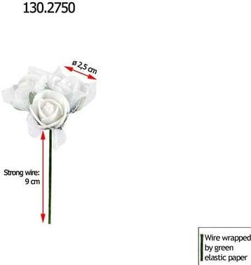 Mini foam roos met tule wit 2 cm bulk pak 96×3 roosjes = 288, Nieuw
