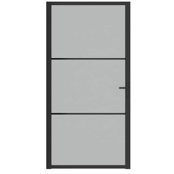 vidaXL Binnendeur 102,5x201,5 cm matglas en aluminium zwart, Verzenden, Nieuw