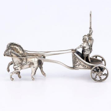 C. & A. Lesener - Romeinse Biga met 2-span paarden - Beeldje, Antiek en Kunst
