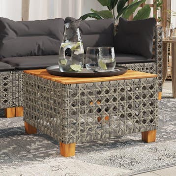 vidaXL Tuintafel 55x55x36 cm poly rattan en acaciahout grijs, Verzenden