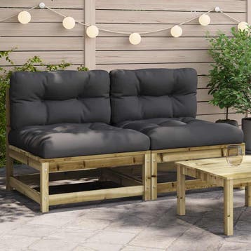 vidaXL Tuinbanken 2 st zonder armleuningen met kussens, Tuin en Terras, Verzenden, Nieuw