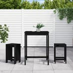 vidaXL 3-delige Tuinbarset massief grenenhout zwart, Verzenden, Nieuw