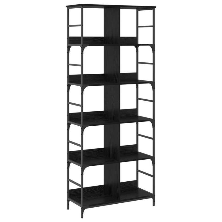 vidaXL Boekenplank Zwart eiken 78,5 x 33 x 188,5 cm metaal, Huis en Inrichting, Kasten | Boekenkasten, Nieuw, Verzenden
