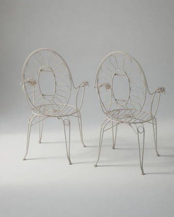 Chaise - Fer forgé, Métal - Une paire de chaises de jardin