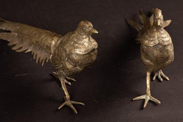 Sculpture, Twee pauwen - 13 cm - Métal, Antiquités & Art