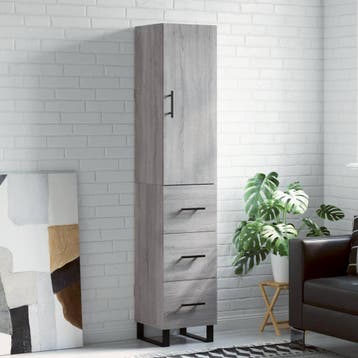 vidaXL Hoge kast 34,5x34x180 cm bewerkt hout grijs sonoma, Verzenden, Nieuw